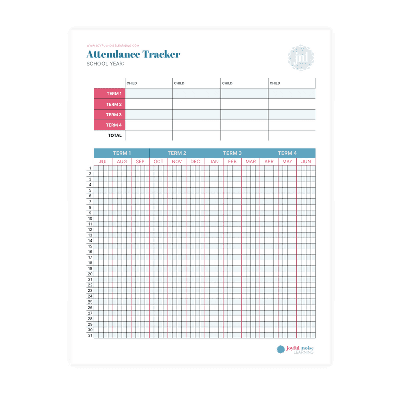 Joyful Noise Learning Attendance Tracking Sheet